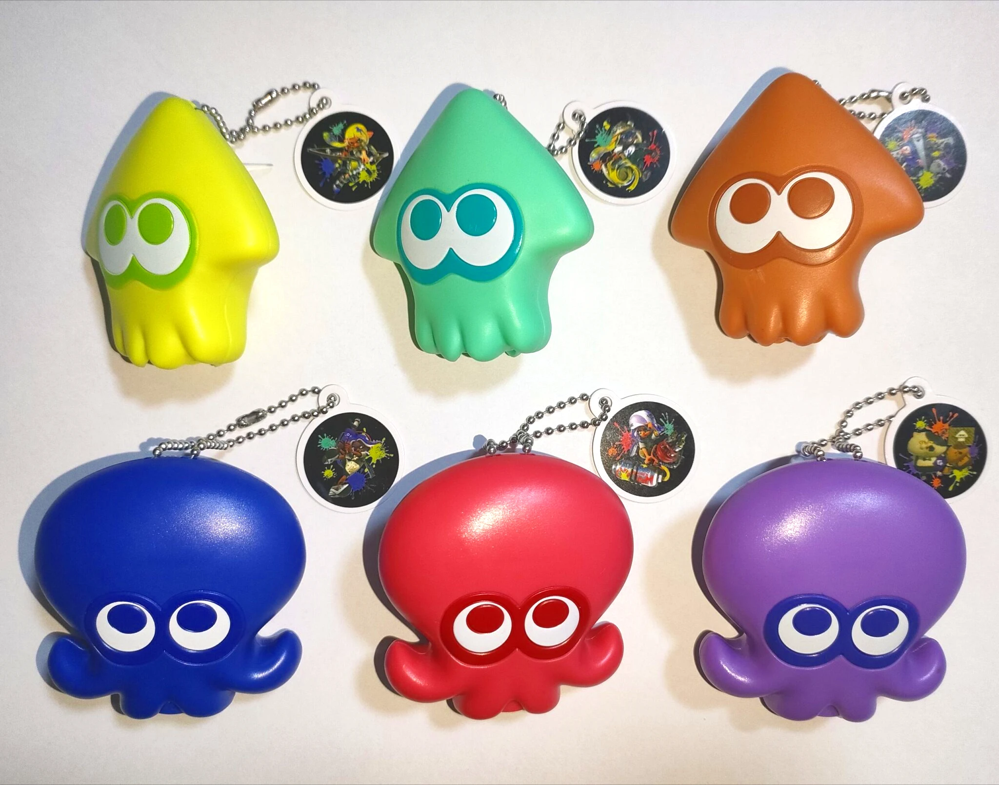 TakaraTomyArts cápsula de juguete lindo juego de tirador proyector parte de luz.3 Ika Tako calamar pulpo mascota bola cadena colgante Gachapon - imagen 2