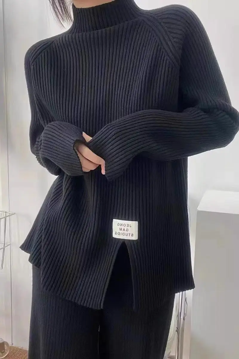 943 #   Suéteres de punto para maternidad, camisas con cuello alto, ropa para mujeres embarazadas, Tops de embarazo, moda Otoño Invierno 2023 - imagen 2