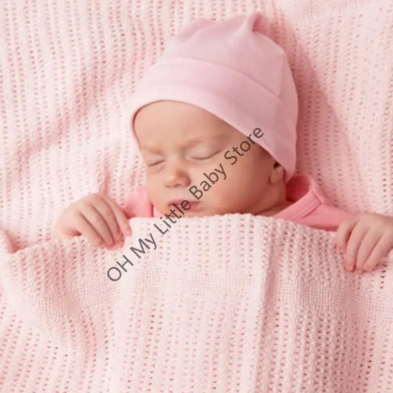 M76C Juego 4 gorros elásticos para recién nacidos y manoplas para bebé a prueba arañazos, bordes elásticos suaves, para - imagen 3