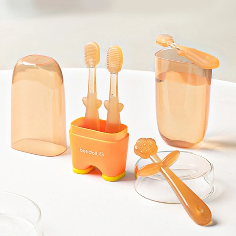 Cepillo de dientes de silicona suave para bebé, cepillo de dientes de entrenamiento para niños y niñas, cepillo de dientes Molar para niños, cuidado bucal Dental, 3 uds. - imagen 2