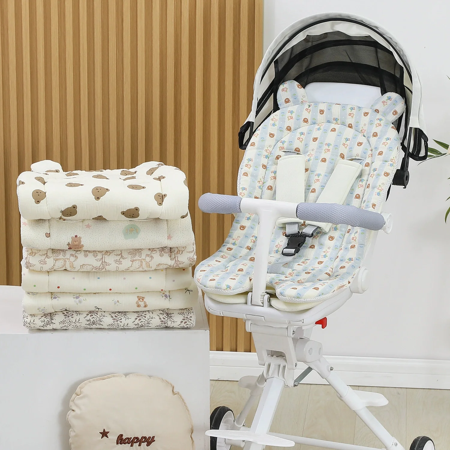Cojín para cochecito de bebé acolchado suave reversible - imagen 3