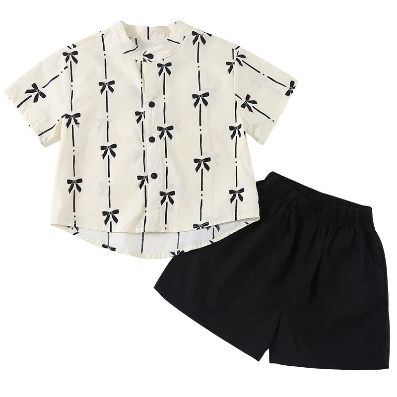 MILANCEL, nuevo conjunto de ropa de primavera para niños, 1-9T, bonito vestido de manga corta con lazo, prendas de vestir para niños, trajes de 2 uds - imagen 5