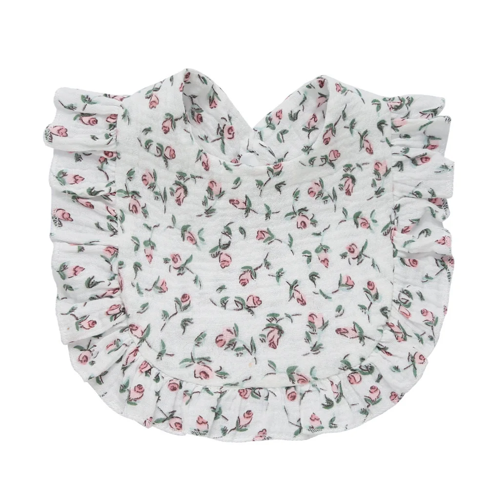 Babero floral de algodón con volantes suaves para bebé recién nacido - imagen 2