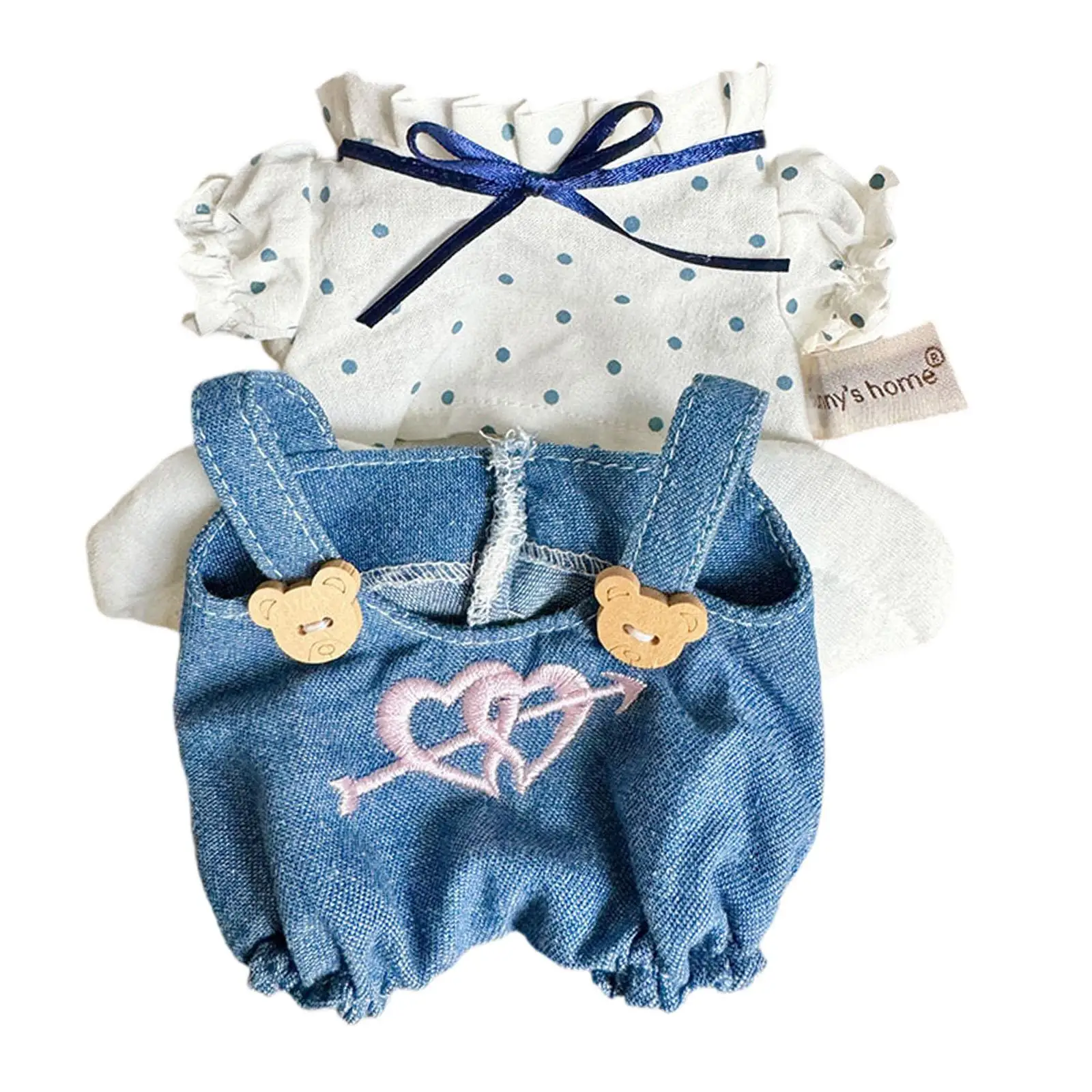 2Pcs Doll Clothes Accs Casual Outfits for 15cm Plush Duck Dolls Dress up