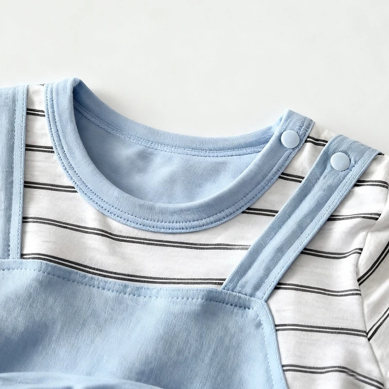 Unisex Baby Summer Spliced Romper - Cute Cartoon Animal Striped Jumpsuit for Boys & Girls Breathable Cool Outdoor Bodysuit - imagen 4