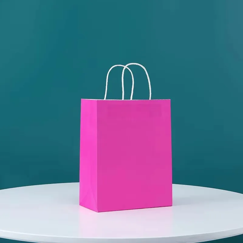  Bolsas de papel de mano, bolsas de compras de papel Kraft, bolsa de dulces de regalo, decoración para fiesta de boda, Festival de colores, regalo TMZ, 6/12/24 Uds. - imagen 3