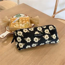 Estuche lápices floral kawaii de lino y algodón para niños