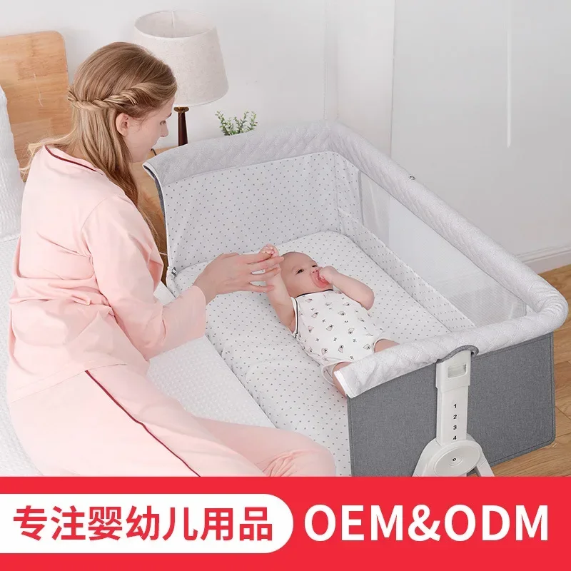 La cama para bebé recién nacido se puede empalmar en una grande cama plegable portátil para bebé, cuna extraíble multifuncional Bb - imagen 5
