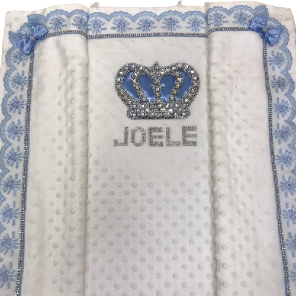 Joyería corona encaje azul nombre personalizado Swaddle monograma nombre cómodo tejido bebés mantas recién nacido manta para bebé - imagen 3