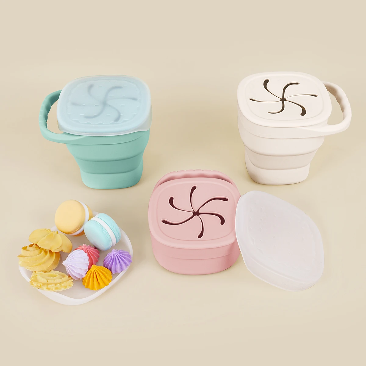 Caja de aperitivos silicona para bebé portátil, alimentación - imagen 2