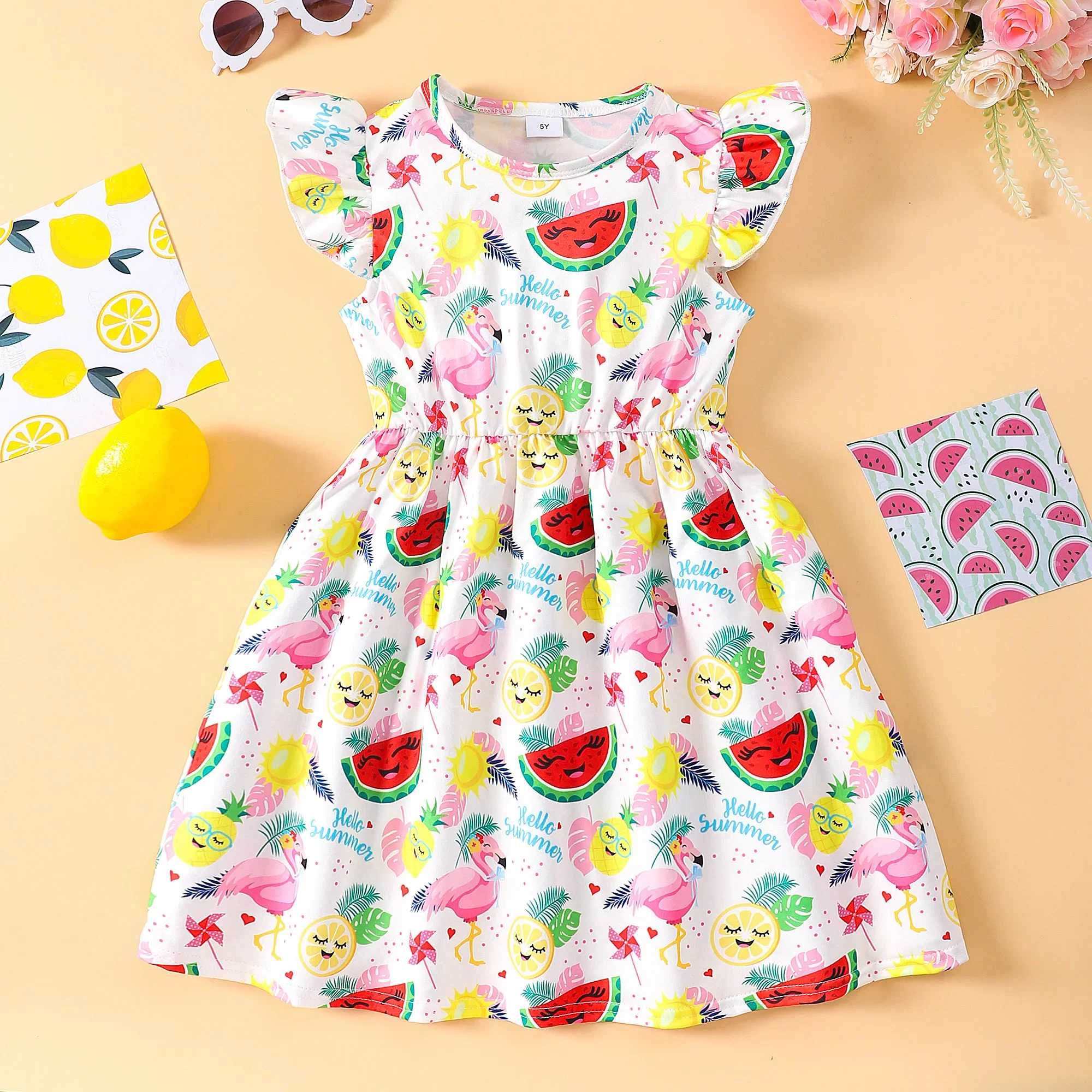 Vestido de girasol para niña – Manga corta de verano - imagen 3