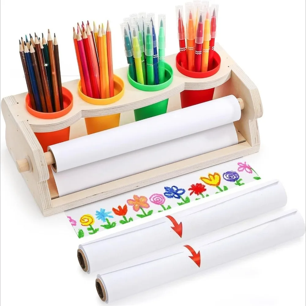 Dispensador de papel infantil con portalápices para mesa - imagen 3