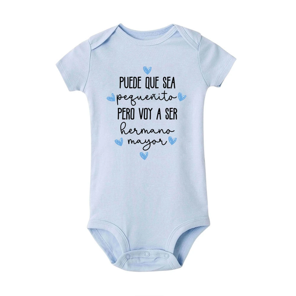 I May Be Little But I'm Going To Be A Big Brother/Sister Print Baby Bodysuit Pregnancy Announcement Infant Outfit Newborn Romper - imagen 5