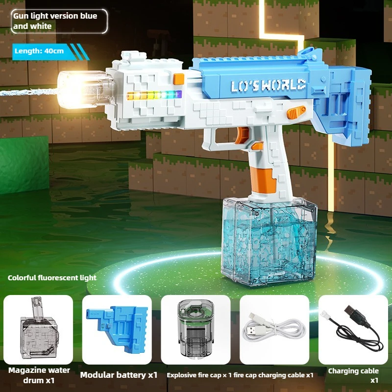 Pistola de agua con tobogán de retroceso, LED multicolores, juguete de piscina de verano de alta capacidad para niños y adultos, juego interactivo de batalla de agua al aire libre - imagen 5