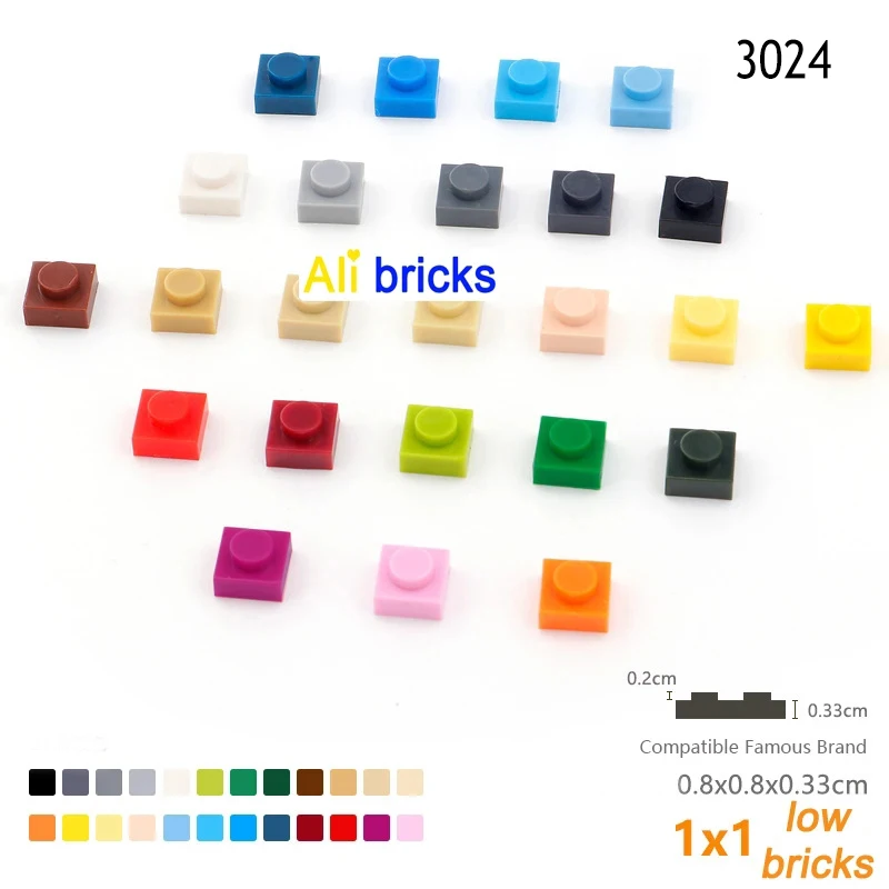 100 unids/lote piezas MOC 3024 placa 1x1 ladrillos compatibles DIY ensamblar bloques de construcción partícula chico rompecabezas cerebro juguete para regalo