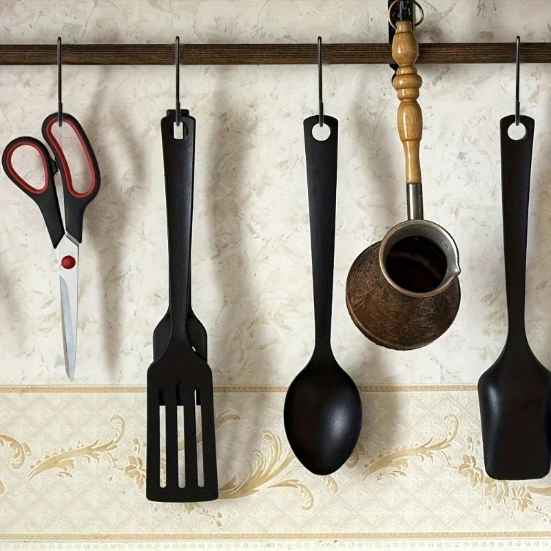 10 ganchos resistentes en forma de S: antideslizantes, negros, para colgar plantas, organización de guardarropa, almacenamiento de cocina - imagen 5