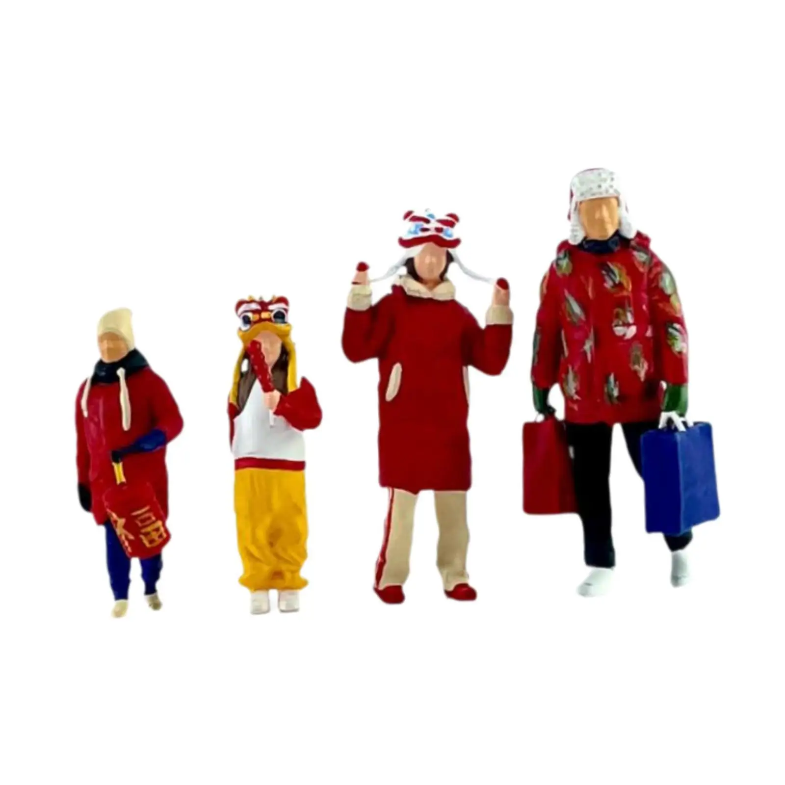4x 1:64 Scale Diorama Family Figures Creative New Year Characters Miniatures 4x 1:64 Scale Diorama Family Figures Creative New Year Characters Miniatures