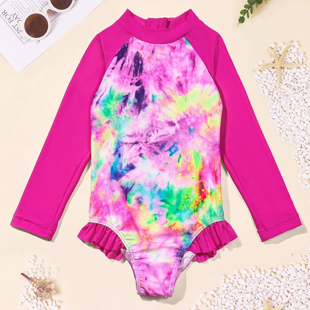 Bañador tie-dye para niña con volantes y manga larga - imagen 5
