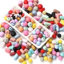 60 uds., 15mm, forma redonda de linterna, cuentas de dentición de silicona, mordedor para bebé, collar de lactancia DIY, accesorios de cuentas para masticar de calidad alimentaria