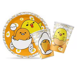 Gudetama Un tema de aventura Eggcellent, suministro de decoración de fiesta desechable, pancarta, mantel, servilleta, juguete para niños, embalaje, Baby Shower