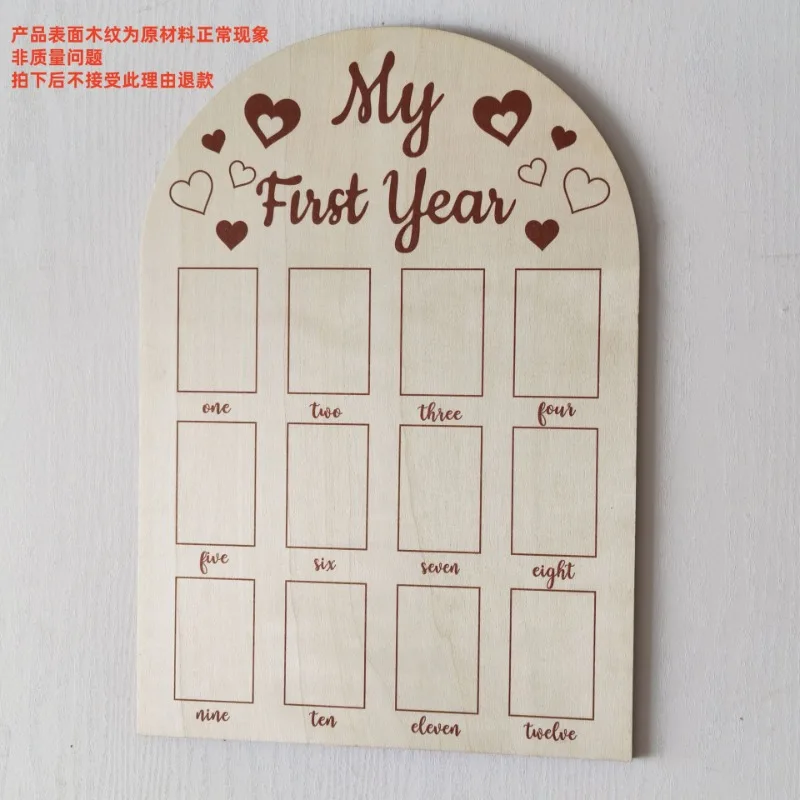 Marco de fotos madera bebé – calendario mensual y tablero hitos