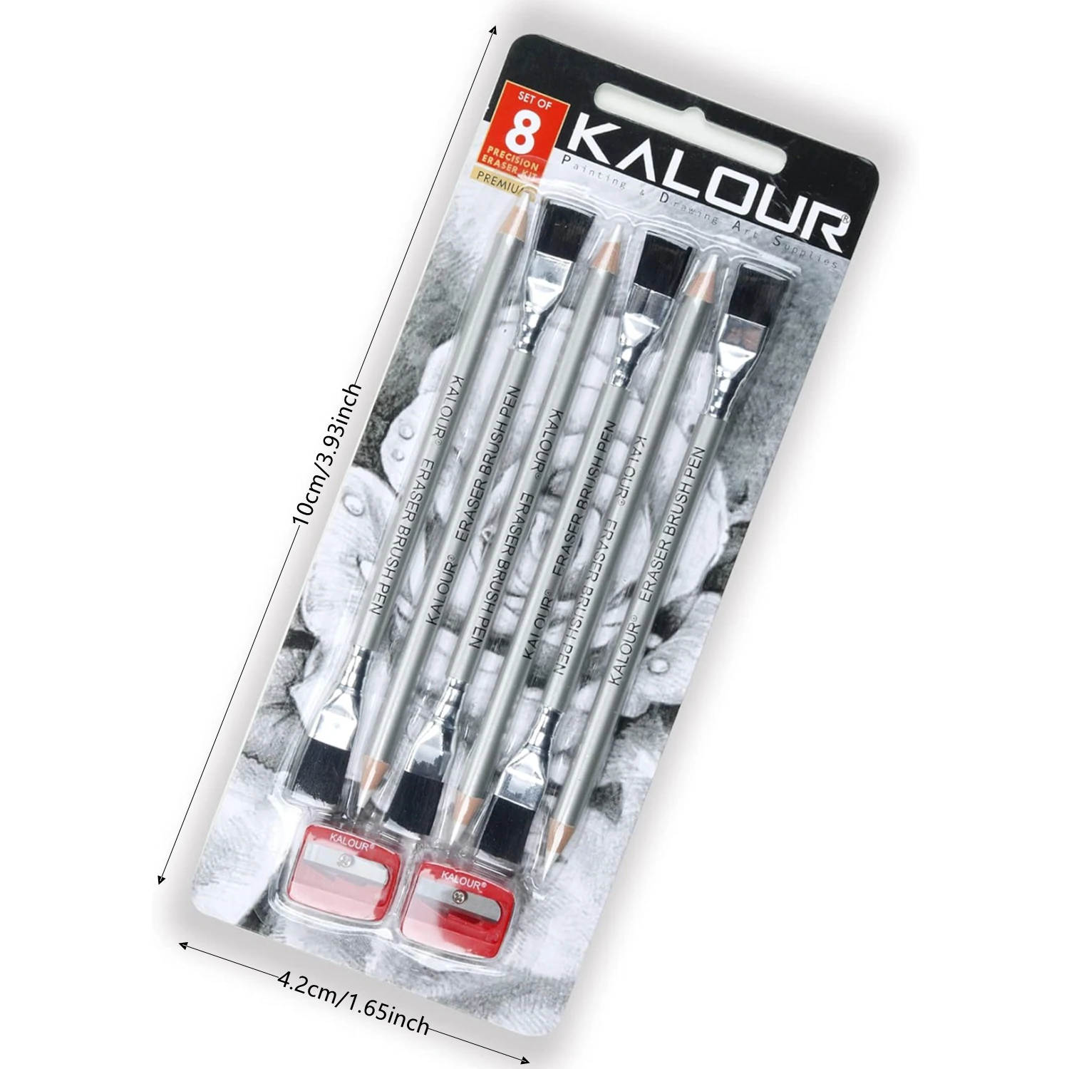 KALOUR Detail Eraser Pencil-6 lápices de borrar con pincel, sacapuntas de 2 piezas, agarrar detalles pequeños o agregar reflejos para dibujar - imagen 2