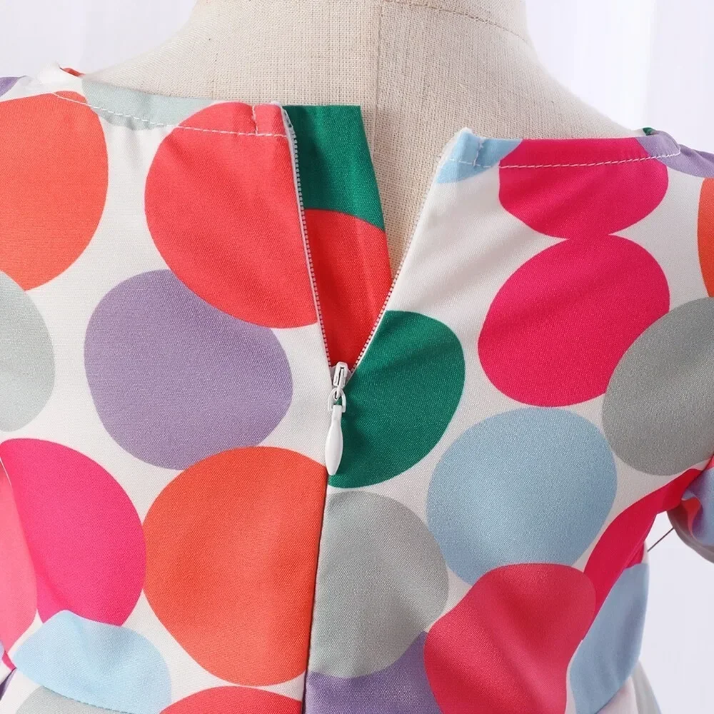 Vestidos de princesa a la moda para bebé de 3 a 24 meses, patrón de lunares de manga corta con lazo grande, vestido de fiesta de cumpleaños de verano para niña pequeña - imagen 5