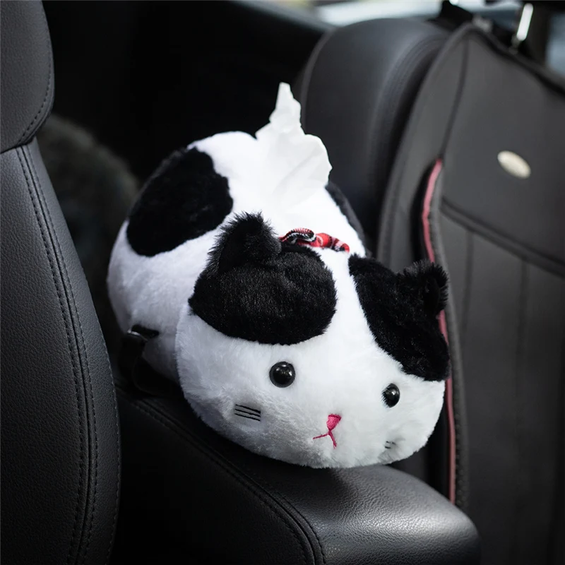 Caja de pañuelos de gato Kawaii de 30CM, juguetes de peluche de gato realista, almohada de animales suaves, regalos para amigos, decoración de coche - imagen 3