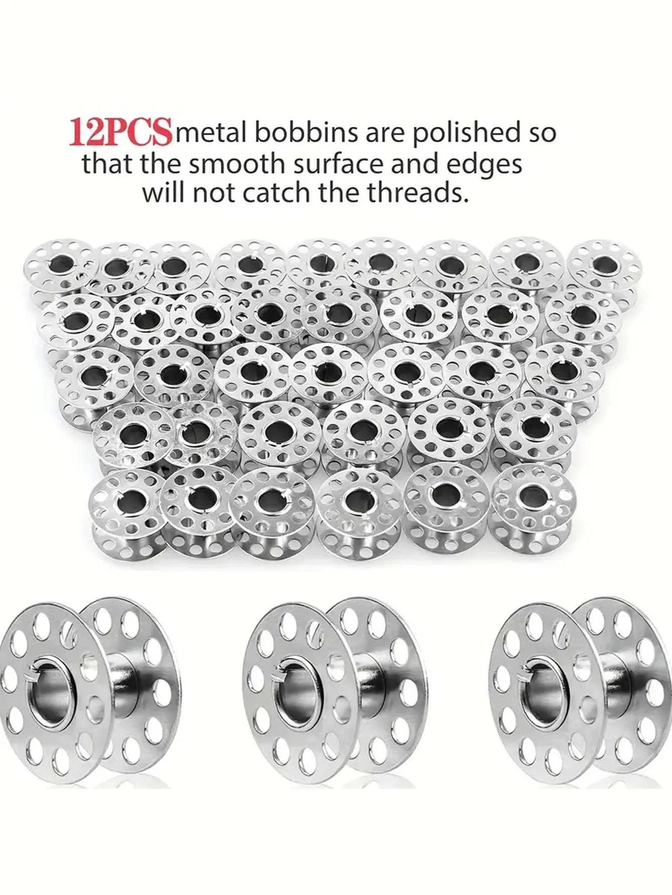 Bobinas de máquina de coser de acero inoxidable, 5/12/24 Uds., construcción de Metal duradera para máquina de coser Brother, artesanía de costura esencial - imagen 2