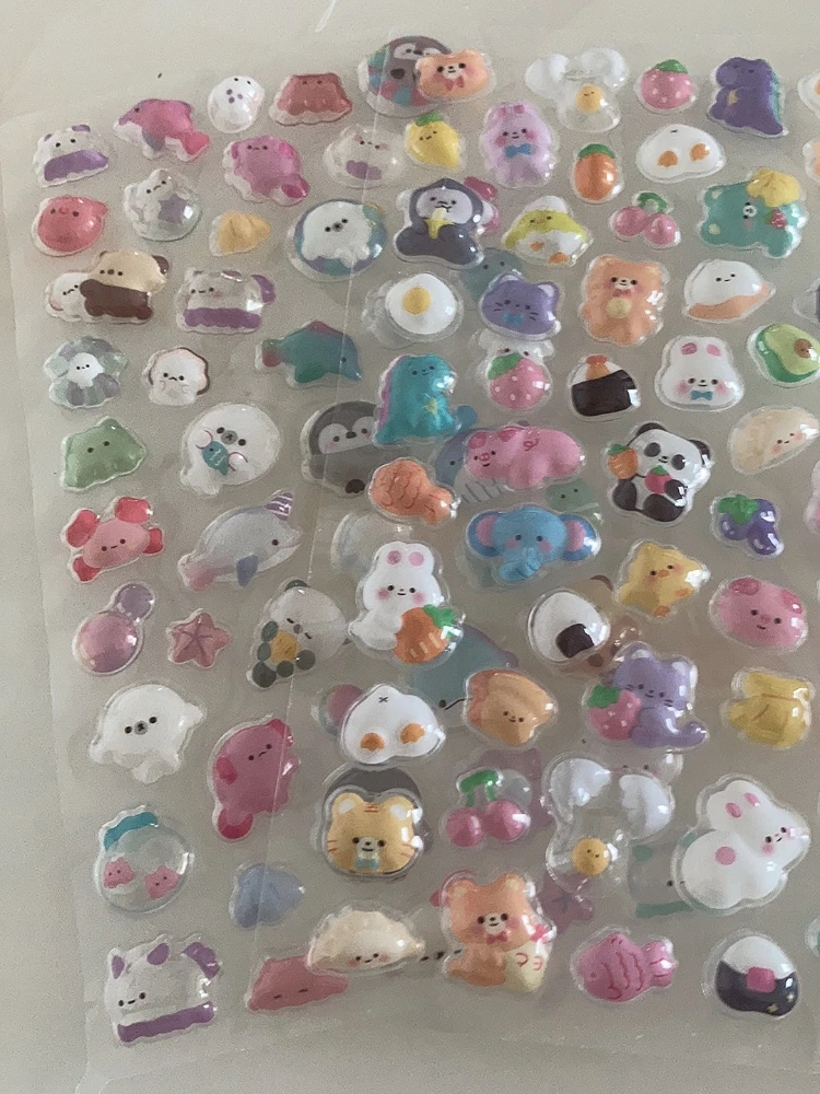 1 hoja de pegatinas decorativas 3D de conejo Kawaii, pequeñas perlas, para álbum de recortes, diario artesanal, papelería bonita, pegatina para diario