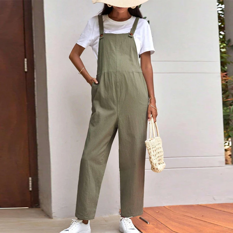 Peleles informales para mujeres embarazadas, mono con cuello envuelto, pantalones de pierna sueltos para mujer, monos de maternidad para primavera y verano - imagen 5