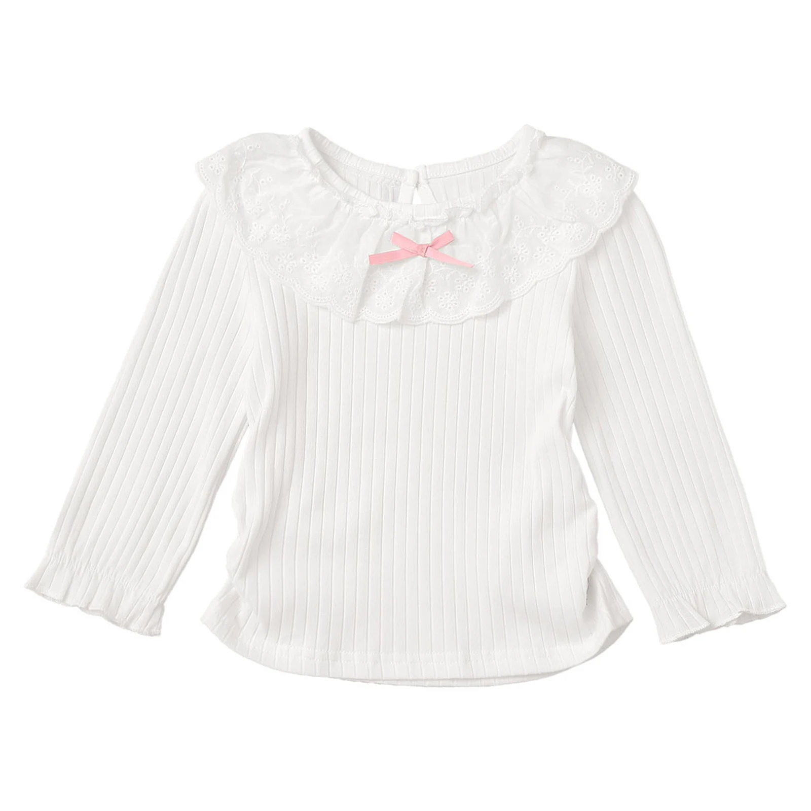Blusa acanalada con volantes lazo niña primavera otoñal