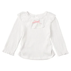Blusa acanalada con volantes lazo niña primavera otoñal