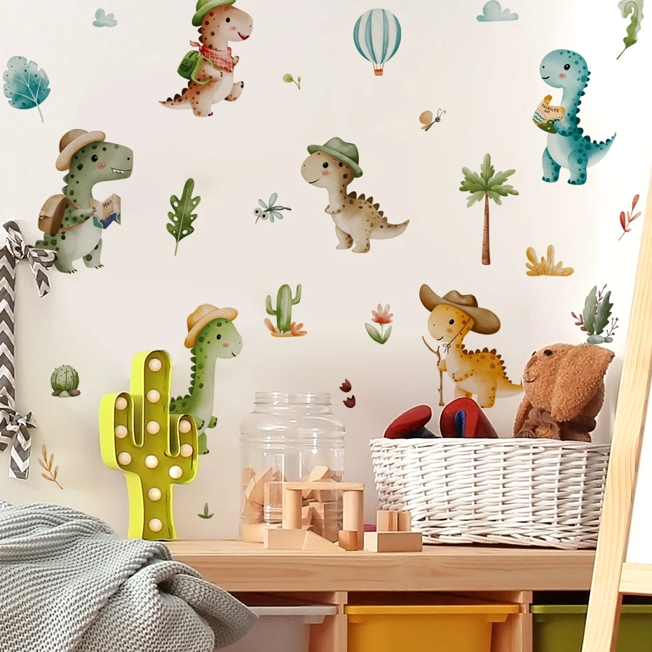 Pegatina de pared vinilo dinosaurio acuarela para habitación infantil - imagen 4
