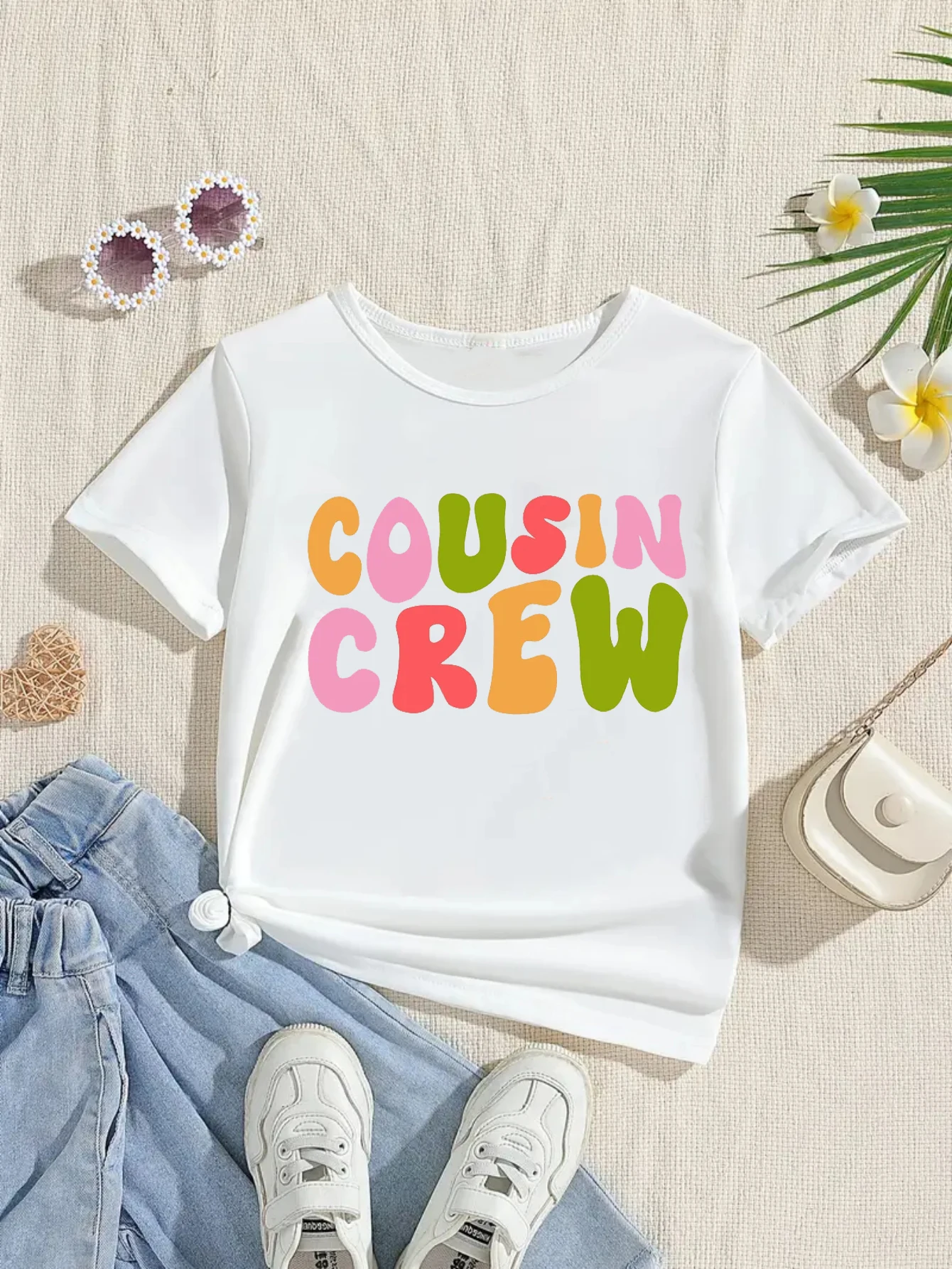 Camiseta manga corta Cosuin Crew con estampado de letras para niños - imagen 5