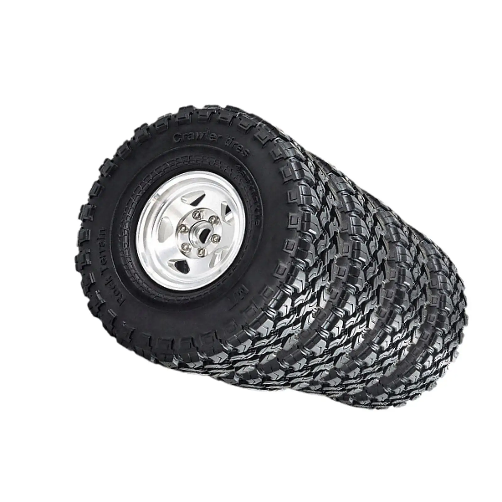 4 Pieces RC Car Wheels and Tires DIY Modified Simulation RC Crawler Car Tires Replacement Part for SCX10 TRX4 90046 1:10 RC Car