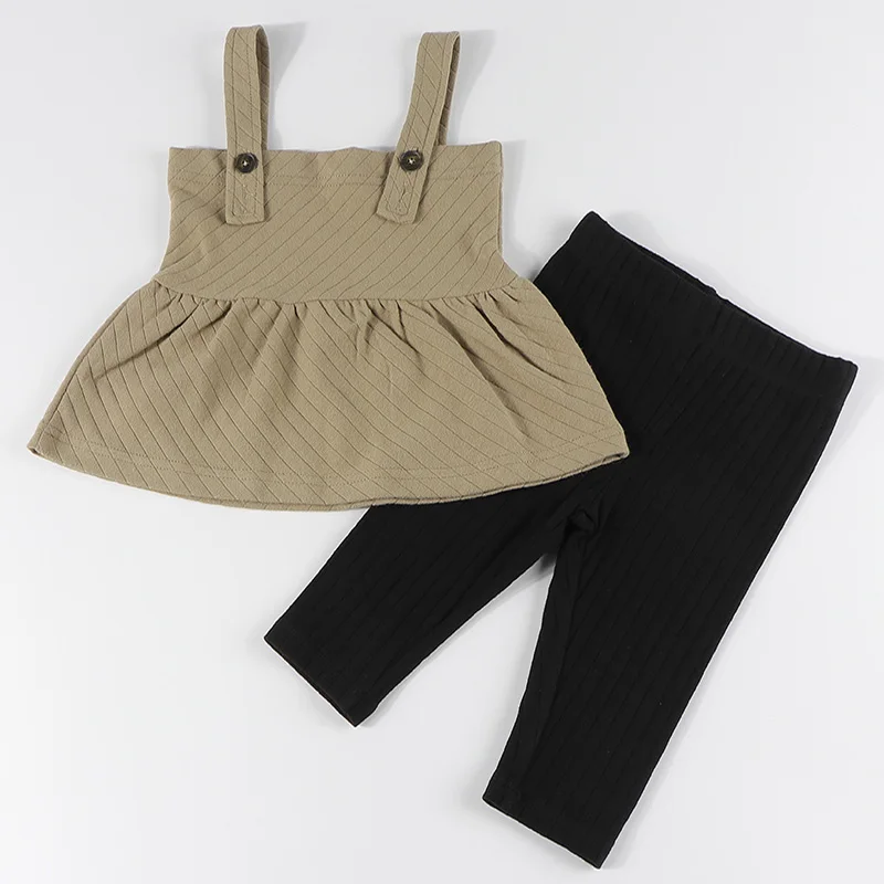 Vestido familiar a juego con top acanalado y leggings negros - imagen 3