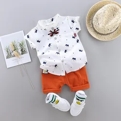 Conjunto de verano para niños con camisa y pantalones cortos
