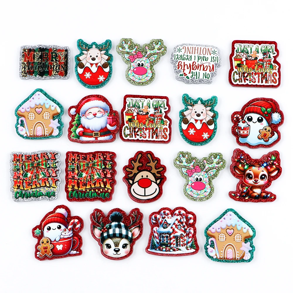 3-5 unids/lote de cuentas acrílicas de estilo navideño/Halloween con parte posterior plana para joyería DIY, pendiente, etiqueta para el pecho, hebilla, Etc., accesorios - imagen 2