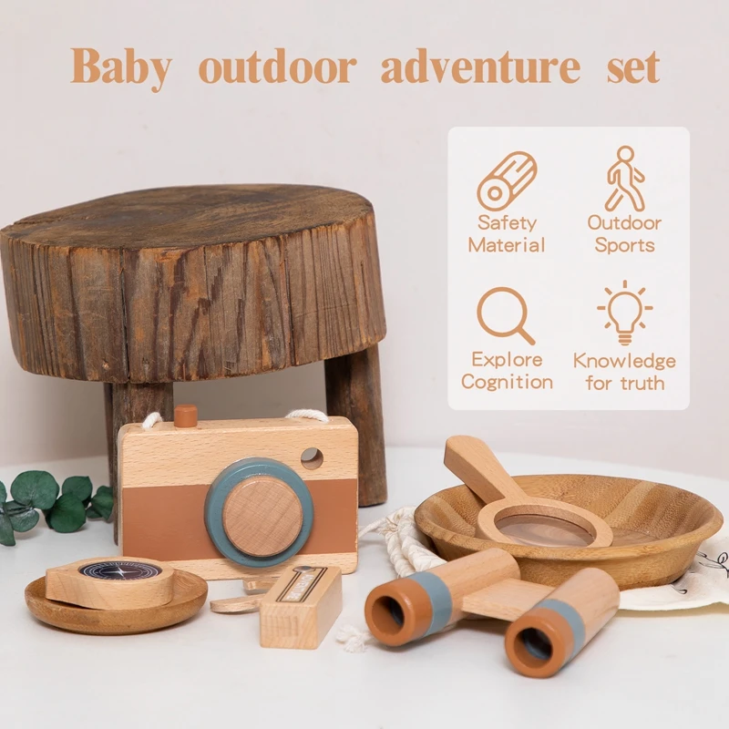Juego Montessori de madera con lupa y binocular - imagen 2