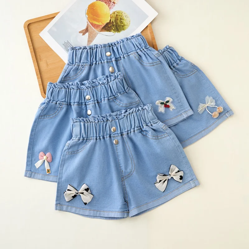 1 Uds. Ropa vaquera bonita y fresca de verano para niños, pantalones cortos, pantalones vaqueros, ropa para niños y niñas, pantalones cortos informales, pantalones infantiles - imagen 2