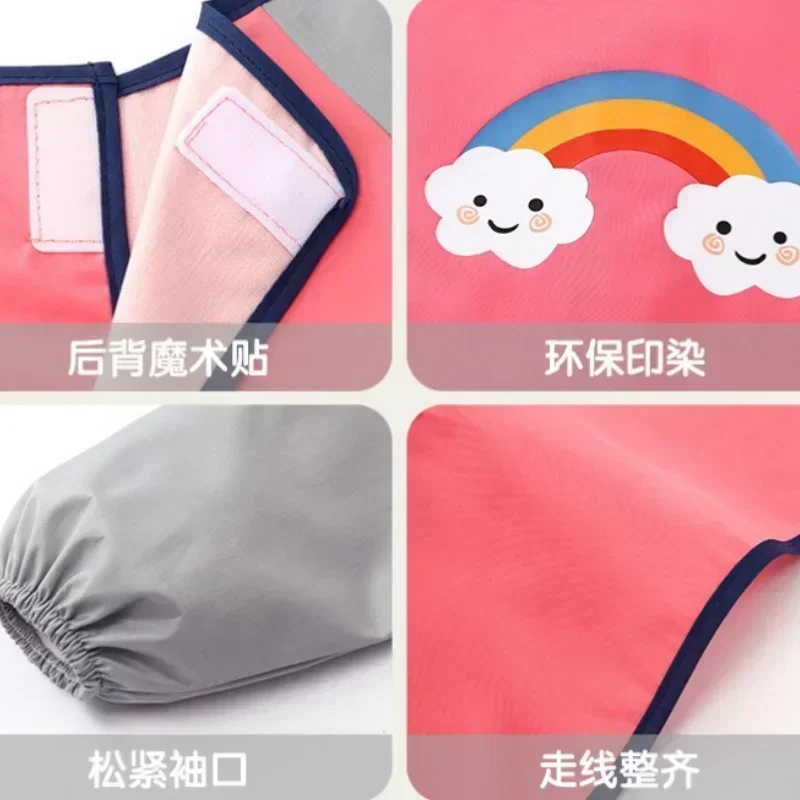 Children's Waterproof Drawing Clothes Kindergarten Cover Dining Bib Waterproof Reverse Dressing Boys' and Girls' Aprons - imagen 3