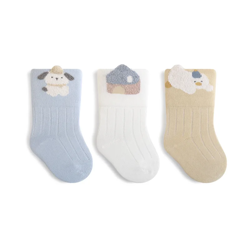 3 pares de calcetines de algodón para bebé, bonitos calcetines con diseño de animales de oso de dibujos animados para niños, calcetines para recién nacidos, calcetines bonitos y gruesos para bebés - imagen 5