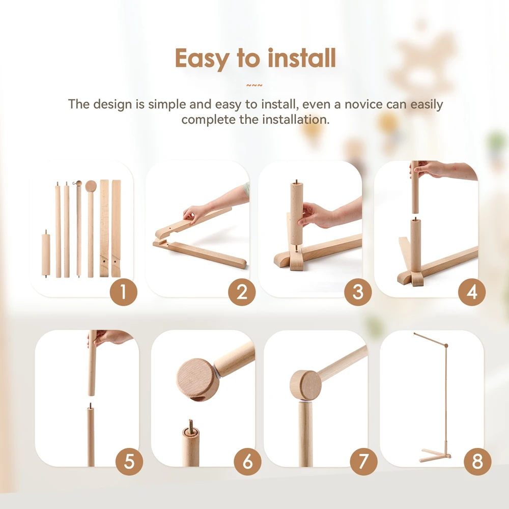 Móvil de madera con sonajeros para cuna – Decoración guardería - imagen 3