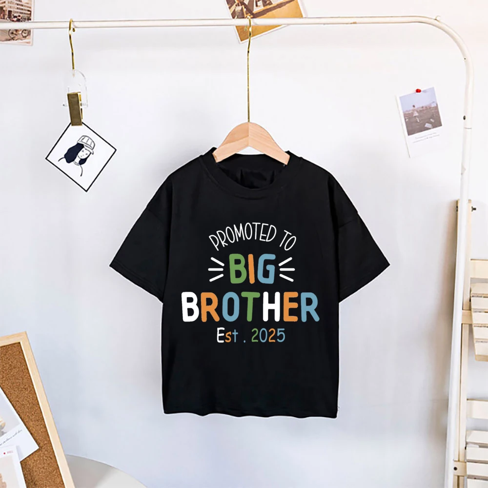 Sólo niño hermano mayor 2025 camisa estampada para niños anuncio de embarazo camiseta para niños camiseta de verano para niños camisetas de manga corta ropa - imagen 5