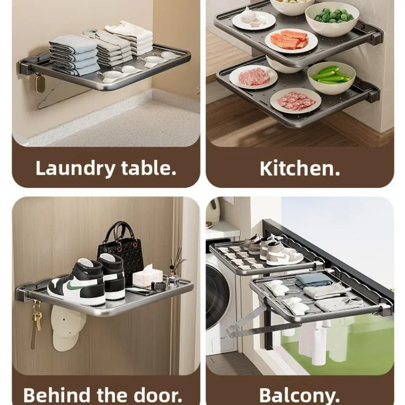 Estante de secado para balcón sin agujeros, bandeja multifuncional para el sol, estante para sandalias plegables, alféizar de ventana, calcetines, estante de almacenamiento montado en la pared - imagen 4