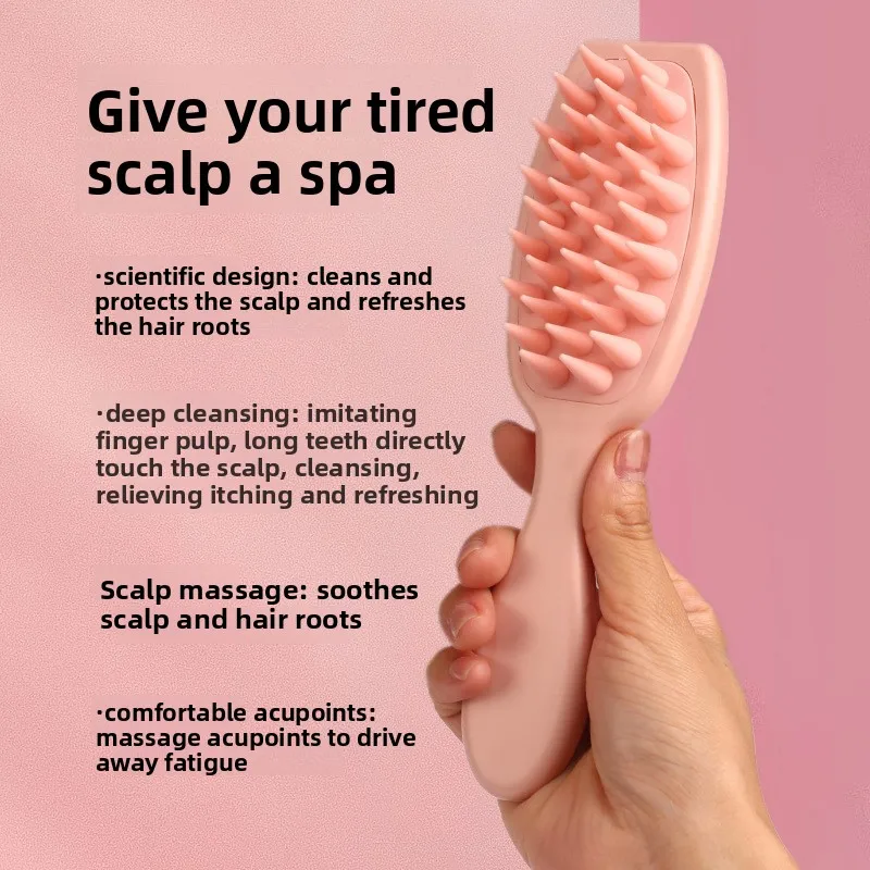 Cepillo de masaje del cuero cabelludo de silicona de mango largo para mujeres, peine suave para lavar el cabello para una limpieza profunda, herramienta perfecta para el cuidado del cabello en el hogar