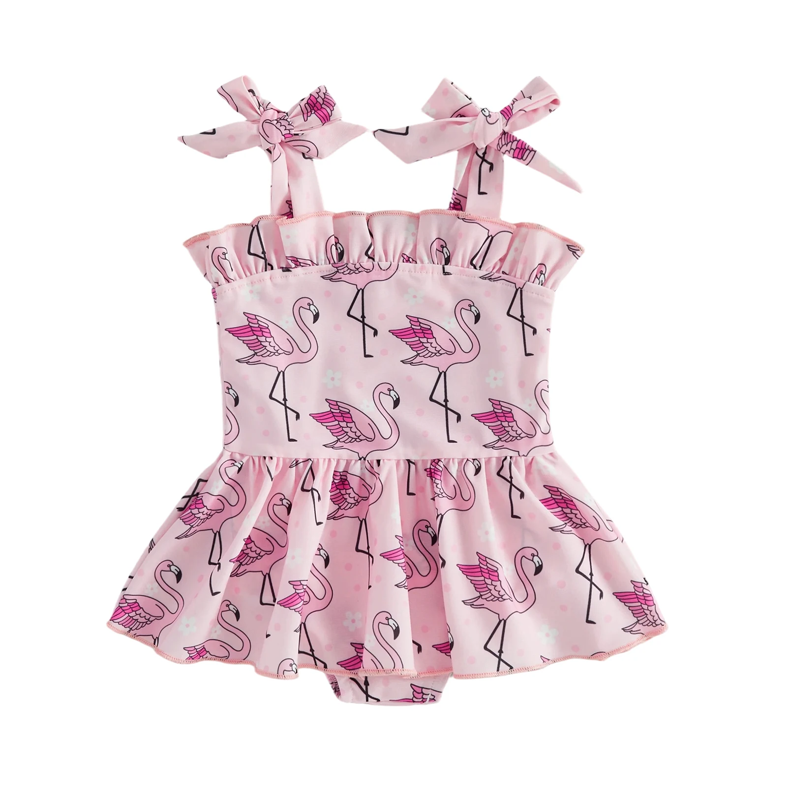 Bañador tipo peto sin mangas para niña con estampado floral y lazos - imagen 2