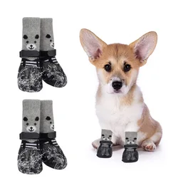 Calcetines de goma impermeables para perros, botas de nieve y lluvia, antideslizantes, cálidos, para Otoño e Invierno