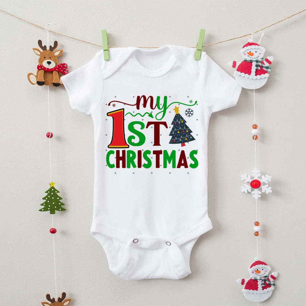 First Christmas Print Baby Bodysuits Boys Girls Xmas Cute Clothes Toddler Romper Newbron Christmas Gift Xmas Party Outfits - imagen 4